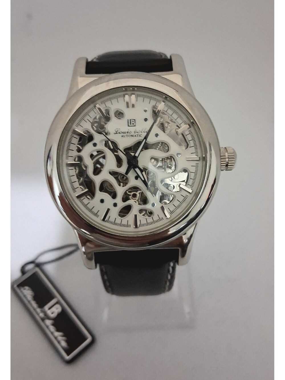 NEW IN BOX Louis Bolle A-5407-690 SWISS Leather Men's Skeleton Automatic Watch